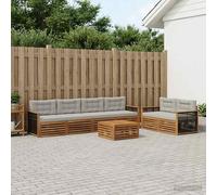 vidaXL Set di divani da esterno 7 pcs Naturale e Grigio Chiaro, Divano da Giardino, Set Sezionale Moderno per Patio e Terrazza, Comodo e alla Moda