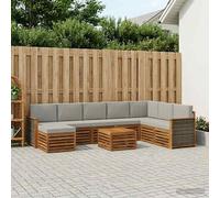 vidaXL Set di divani da esterno 7 pcs Naturale e Grigio Chiaro