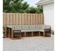 vidaXL Set di divani da esterno 7 pcs Naturale e Grigio chiaro