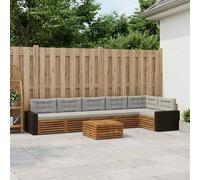vidaXL Set di divani da esterno 7 pcs Naturale e Grigio Chiaro, Divano Sezionale da Giardino, Comfort Outdoor, Arredamento Resistente per Terrazza, Stile Moderno