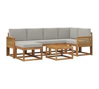 vidaXL Set di divani da esterno 7 pcs Naturale e Grigio Chiaro, Mobili da giardino moderni, divano sezionale resistente, set lounge per terrazza e patio
