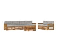 vidaXL Set di divani da esterno 7 pcs Naturale e Grigio Chiaro, Divano da Giardino, Set Sezionale Moderno per Patio e Terrazza, Comodo e alla Moda