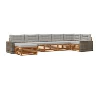 vidaXL Set di divani da esterno 7 pcs Naturale e Grigio Chiaro, Divano Sezionale da Giardino, Mobili Moderni, Resistente alle Intemperie, Comfort in Terrazza