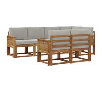 vidaXL Set di divani da esterno 7 pcs Naturale e Grigio Chiaro, Mobili da esterno, set salotto moderno, divano sezionale resistente al tempo, posti per il tuo patio