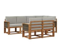 vidaXL Set di divani da esterno 7 pcs Naturale e Grigio Chiaro, Mobili da esterno, set salotto moderno, divano sezionale resistente al tempo, posti per il tuo patio