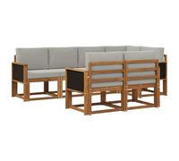 vidaXL Set di divani da esterno 7 pcs Naturale e Grigio Chiaro, Mobili da esterno, set salotto moderno, divano sezionale resistente al tempo, posti per il tuo patio