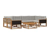 vidaXL Set di divani da esterno 7 pcs Naturale e Grigio chiaro, Set di divani da esterno moderno, mobili da giardino durevoli per posti a sedere in patio, lounge a bordo piscina