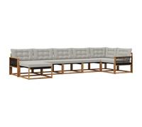vidaXL Set di divani da esterno 7 pcs Naturale e Grigio Chiaro, Couch all'aperto alla moda, set di divani moderni, mobili resistenti per giardino e patio spazioso