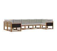 vidaXL Set di divani da esterno 7 pcs Naturale e Grigio Chiaro, Set Divano da Esterno Moderno, Mobili da Patio Eleganti, Lounge da Giardino, Sezionale per Relax nel Cortile e a Bordo Piscina