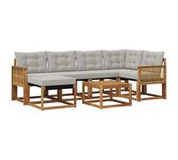 vidaXL Set di divani da esterno 7 pcs Naturale e Grigio Chiaro, Set Divano da Giardino, Mobili da Esterno Moderni, Comfort Elegante, Seduta Resistente in Textilene, Ensemble Funzionale