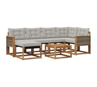 vidaXL Set di divani da esterno 7 pcs Naturale e Grigio Chiaro, Set Divano da Giardino, Mobili da Esterno Moderni, Comfort Elegante, Seduta Resistente in Textilene, Ensemble Funzionale