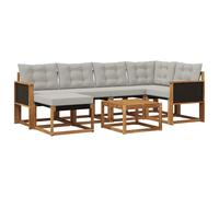 vidaXL Set di divani da esterno 7 pcs Naturale e Grigio Chiaro, Set Divano da Giardino, Mobili da Esterno Moderni, Comfort Elegante, Seduta Resistente in Textilene, Ensemble Funzionale