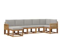 vidaXL Set di divani da esterno 7 pcs Naturale e Grigio Chiaro, Set Divano Modulare da Giardino, Salotto Esterno Moderno, Mobili Patio in Legno Acacia, Resistente agli Agenti Atmosferici