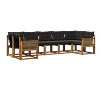 vidaXL Set di divani da esterno 7 pcs Naturale e Nero, Set Lounge da Giardino Moderno, Divano Robusto, Patio Elegante, Mobili Esterni per un Comfort Assoluto