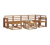 vidaXL Set di divani da esterno 7 pcs Naturale, Giardino, Moderno, Durevole Set di Divani Angolari da Esterno, Mobili da Patio, Comfort per Vita Indoor in Terrazza