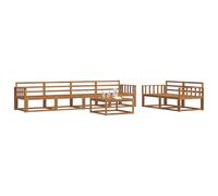 vidaXL Set di divani da esterno 7 pcs Naturale, Set di Sofà da Esterno Moderno, Mobili da Patio Resistenti, Sezionale da Giardino, Decorazioni per Lounge in Giardino Accanto alla Piscina