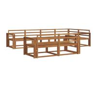 vidaXL Set di divani da esterno 7 pcs Naturale, Set di Sofà in Legno di Acacia, Mobili da Giardino Modulari Resistenti alle Intemperie, Lounge da Esterno, Disposizione Flessibile dei Posti Sezionali