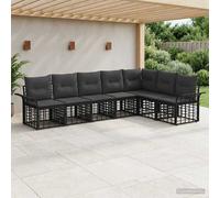 vidaXL Set di divani da esterno 7 pcs Nero e Grigio scuro Poliestere