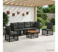 vidaXL Set di divani da esterno 7 pcs Nero e Grigio scuro Poliestere