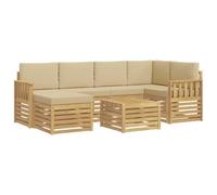 vidaXL Set di divani da esterno, 7 pezzi, beige, 59 x 59 x 37 cm, divano da giardino, set moderno e confortevole, posti relax sulla terrazza