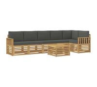 vidaXL Set di divani da esterno, 7 pezzi, bianco e antracite, divani da giardino, moderni set esterni, sedie in legno, sala da pranzo relax, design da patio