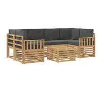 vidaXL Set di divani da esterno, 7 pezzi, bianco e antracite, set di divani moderni per giardino, mobili sezionali resistenti, ideale per terrazza e comfort