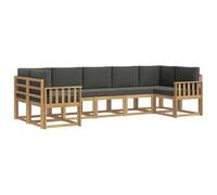 vidaXL Set di divani da esterno, 7 pezzi, bianco e antracite, set divano da giardino, modulare moderno, per esterni, mobili in legno di acacia, zona relax nel patio
