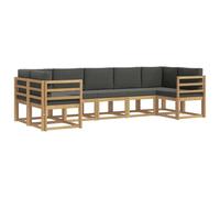 vidaXL Set di divani da esterno, 7 pezzi, bianco e antracite, set divano da giardino, modulare moderno, per esterni, mobili in legno di acacia, zona relax nel patio