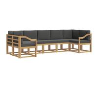 vidaXL Set di divani da esterno, 7 pezzi, bianco e antracite, set divano da giardino, modulare moderno, per esterni, mobili in legno di acacia, zona relax nel patio