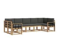 vidaXL Set di divani da esterno, 7 pezzi, bianco e antracite, set divano da giardino, modulare moderno, per esterni, mobili in legno di acacia, zona relax nel patio