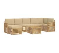 vidaXL Set di divani da esterno, 7 pezzi, bianco e beige, divano da esterno moderno, set di sezioni durevoli per terrazza, patio, mobili comodi