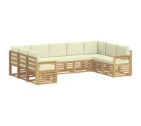 vidaXL Set di divani da esterno 7 pezzi, bianco e crema, mobili da giardino, set lounge moderno, divano solido, sedili sezionali per terrazza e soggiorno
