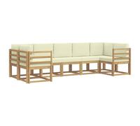 vidaXL Set di divani da esterno, 7 pezzi, bianco e crema, set di divani da giardino, moderno e modulabile, mobili in Acacia, salotto da terrazza, zona relax all'aperto