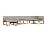 vidaXL Set di divani da esterno 7 pezzi bianco e grigio chiaro 404 x 166,5 x 73 cm, divano da giardino moderno, mobili da esterno durevoli, mobili da patio eleganti, resistenti alle intemperie, seduta
