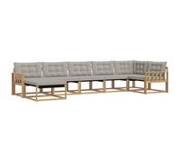 vidaXL Set di divani da esterno 7 pezzi bianco e grigio chiaro 406 x 168,5 x 73 cm, divano da giardino moderno, mobili da esterno durevoli, mobili da patio eleganti, resistenti alle intemperie, seduta