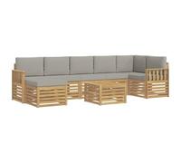 vidaXL Set di divani da esterno, 7 pezzi, bianco e grigio chiaro, divano da esterno moderno, set di sezioni durevoli per terrazza, patio, mobili comodi