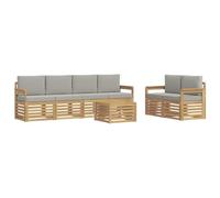 vidaXL Set di divani da esterno 7 pezzi, bianco e grigio chiaro, divano da giardino moderno, durevole, set soggiorno esterno, angolo terrazzo, comfort da sciogliere