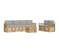 vidaXL Set di divani da esterno 7 pezzi, bianco e grigio chiaro, divano da giardino moderno, durevole, set soggiorno esterno, angolo terrazzo, comfort da sciogliere