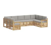 vidaXL Set di divani da esterno 7 pezzi, bianco e grigio chiaro, mobili da giardino, set lounge moderno, divano solido, sedili sezionali per terrazza e soggiorno