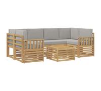vidaXL Set di divani da esterno, 7 pezzi, bianco e grigio chiaro, set di divani moderni per giardino, mobili sezionali resistenti, ideale per terrazza e comfort