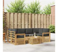 vidaXL Set divano da esterno con cuscino 7 pezzi in poliestere bianco e antracite, giardino, moderno gruppo di sofago, mobili sezionali durevoli per patio, terrazza angolo salotto e comfort