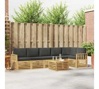 vidaXL Set di divani da esterno, 7 pezzi, bianco e antracite, divani da giardino, moderni set esterni, sedie in legno, sala da pranzo relax, design da patio