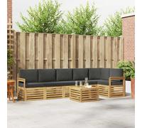 vidaXL Set di divani per esterni 7 pezzi, bianco e antracite, set da giardino, set moderni, divani componibili, sala da pranzo relax, set in legno, design per patio