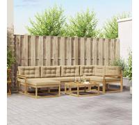 vidaXL Set di divani da esterno 7 pz Bianco e Beige