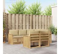 vidaXL Set di divani da esterno 7 pcs Bianco e Beige, Divano Sezionale Moderno da Giardino, Lounge Esterno, Set Soggiorno Comodo per Terrazza e Patio