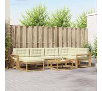 vidaXL Set di divani da esterno 7 pcs Bianco e Crema, Divano da giardino moderno, mobile da esterno resistente, arredo per piscina, seating flessibile e lounge anti intemperie