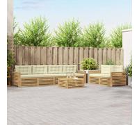 vidaXL Set di divani da esterno 7 pz Bianco e Crema