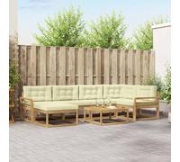 vidaXL Set di divani da esterno 7 pcs Bianco e Crema, Divano da giardino moderno, mobile da esterno resistente, arredo per piscina, seating flessibile e lounge anti intemperie