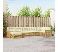 vidaXL Set di divani da esterno 7 pz Bianco e Crema