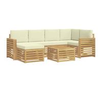 vidaXL Buiten bankenset 7 st Wit en crèmekleurig Polyester